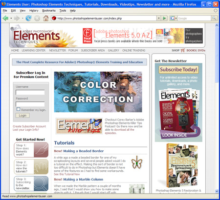 Photoshop Elements Magazine Website